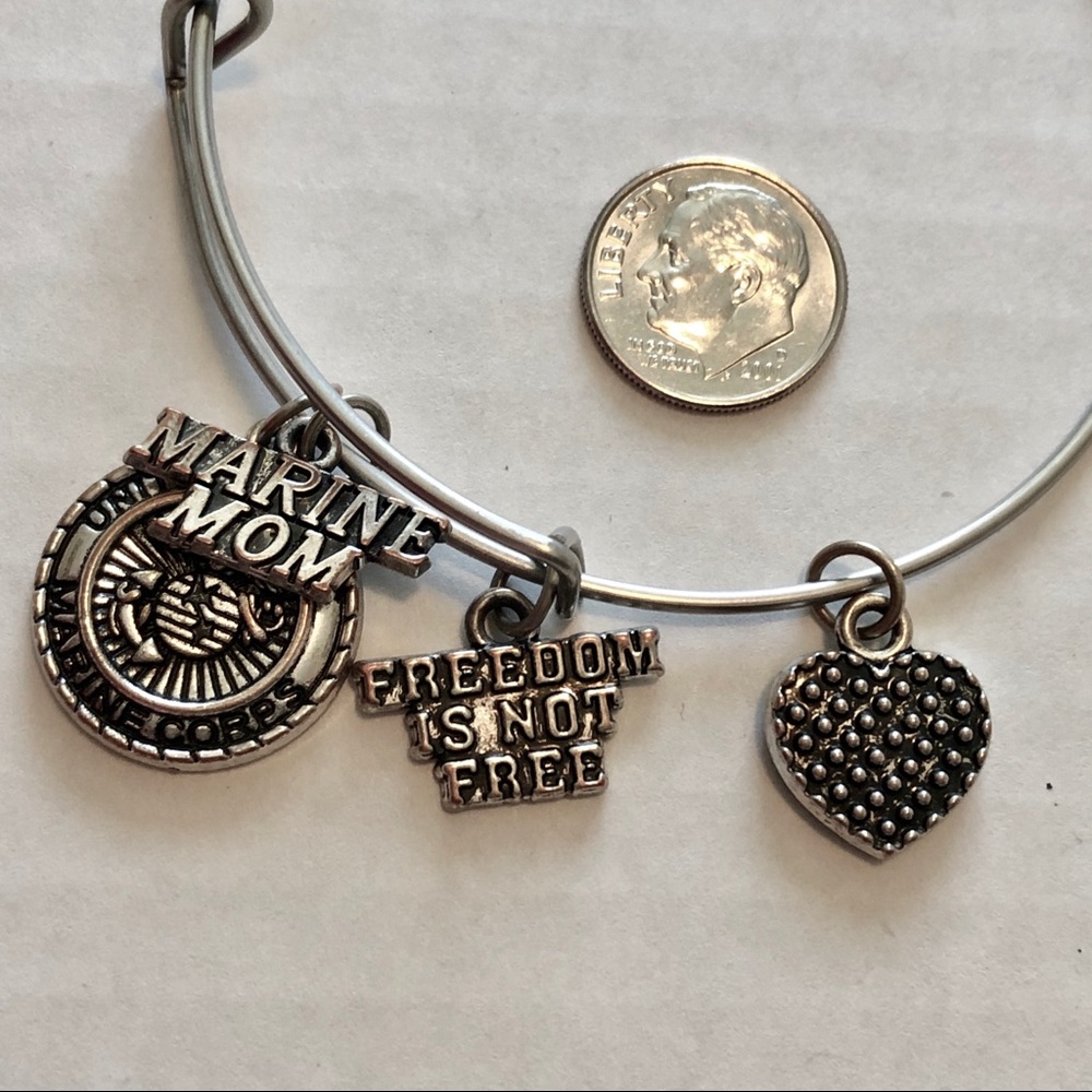 Silver Tone Marines Bangle Charm Bracelet